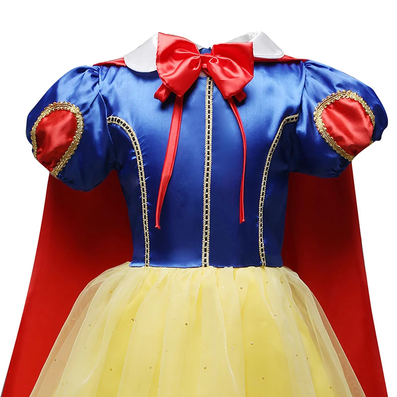 Summer Princess Dress For Girls Snow White Cosplay Costume Puff Sleeve Kids Dress Children Party Birthday Fancy Gown Vestidos