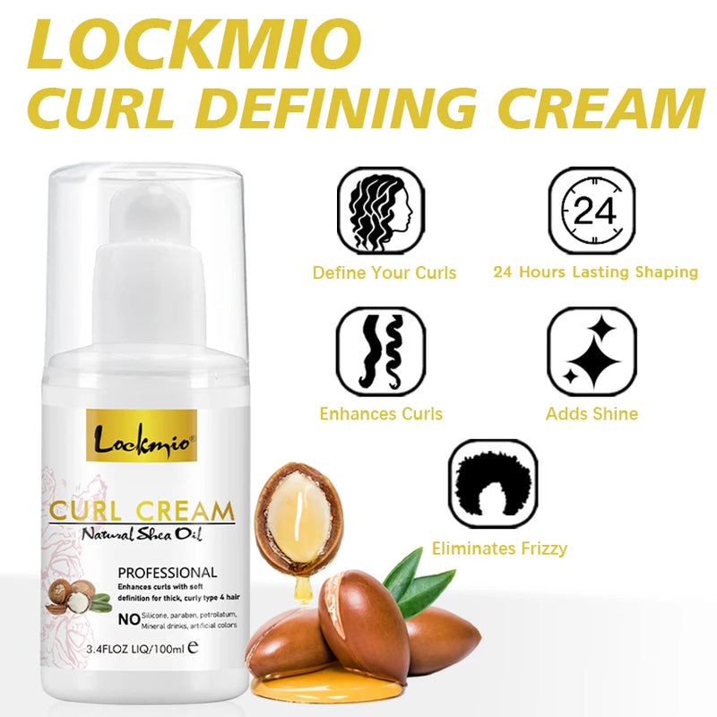 LOCKMIO Women Defined Curl Cream for Curly Hairs Wavy Curling Essence Cream 100ml Curls Hair Care Product for Curly Hair Styling