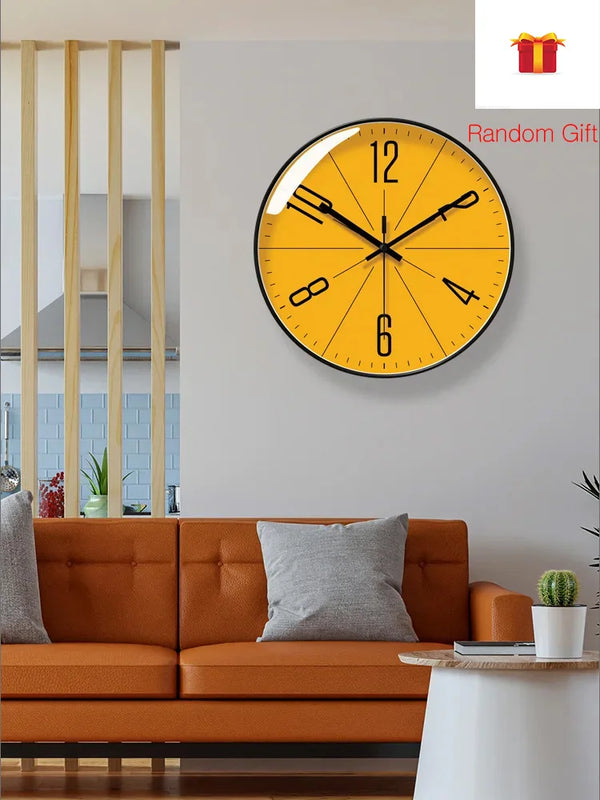 Creative Solid Color Wall Clock 10-14 Inch Simple Clocks Wall Home Decor Gold Frame Silent Quartz Clock Living Room Decoration