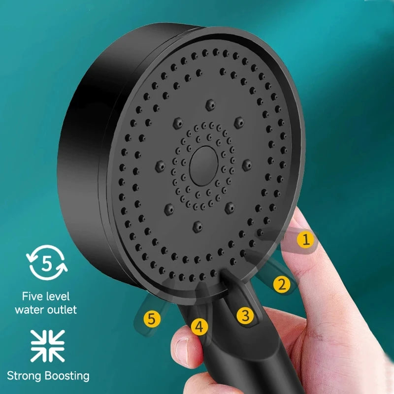 6 Modes Pressure Boost Shower Head Multifunction Adjustable Large Water Shower Nozzle Massage Bathroom Accessory