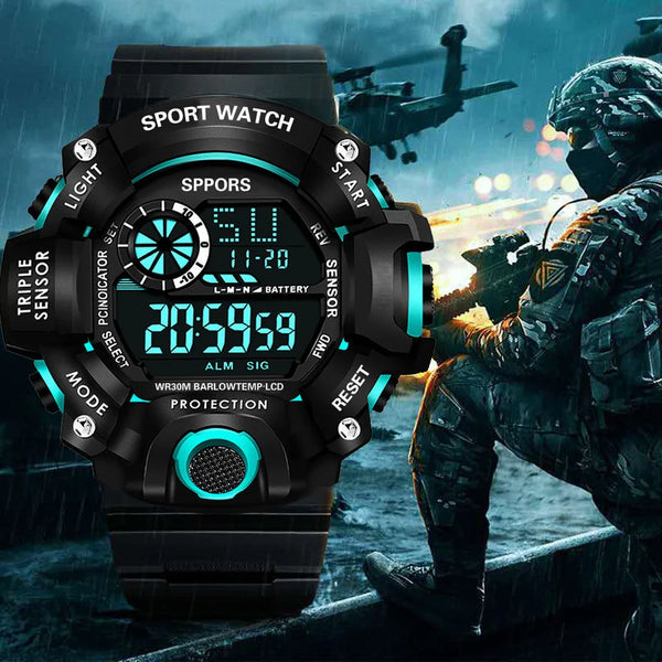 YIKAZE Men's LED Digital Watch Men Sport Watches Fitness Electronic Watch Multifunction Military Sports Watches Clock Kids Gifts