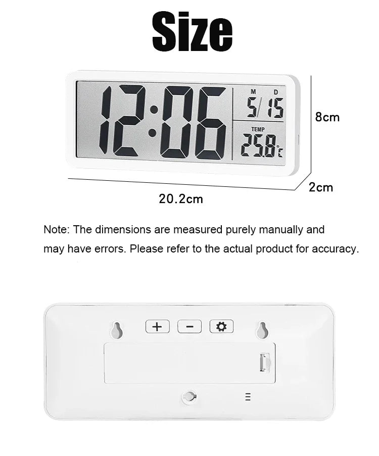 Digital Wall Clock LCD Screen Time Week and Temperature Display Electronic Clock Modern Desktop Alarm Clock Bedroom Home Decor