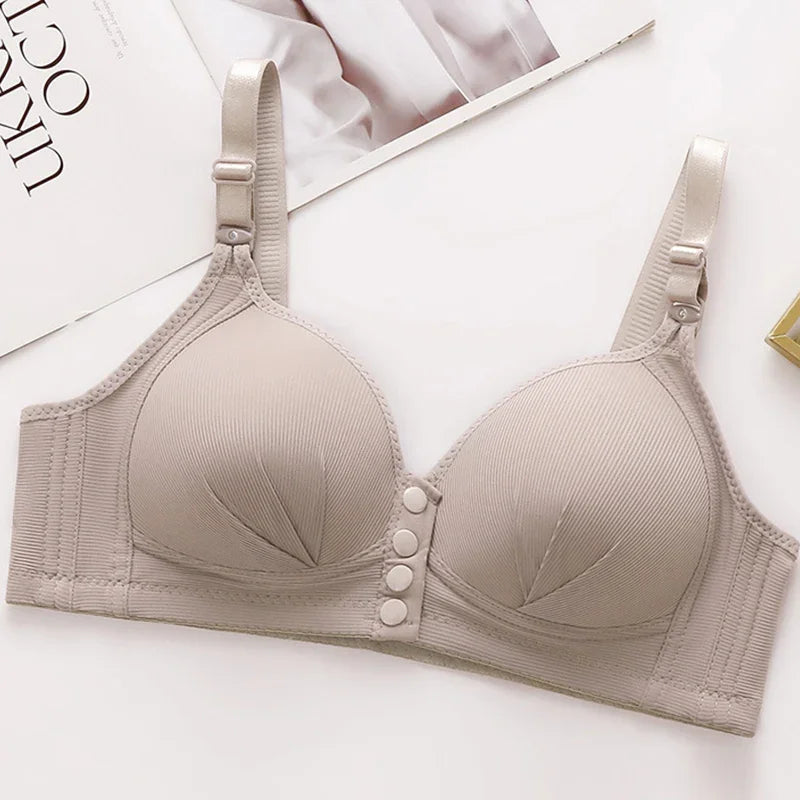 1pc Front Button Push Up Bra Seamless No Steel Ring Breathable Sexy Ladies Thin Bralette Soft Women Vest Style Underwear