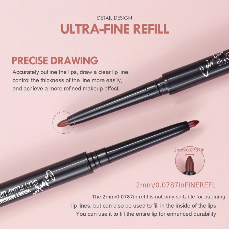 Nude Brown Lip Liner Pencil Lipstick Matte Smooth Waterproof Lipliner Long Lasting Non-stick Cup Lipstick Pen Beauty Makeup