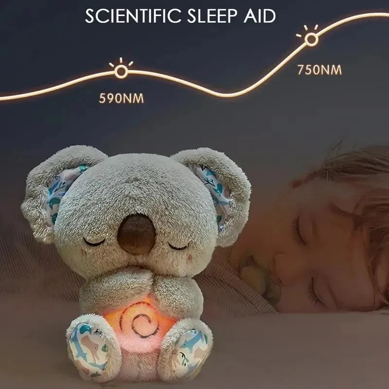 Kid Calming Koala Otters Plush Toy with Music Light Anxiety Breath Relief Rabbit Baby Sleep Sensory Comfortable Doll Toy Gift