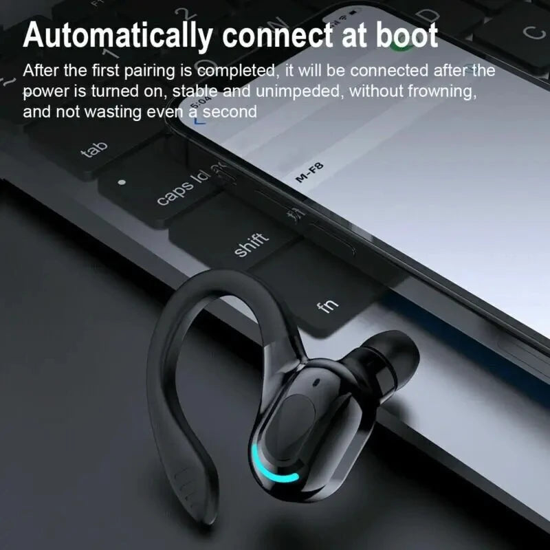 #Bluetooth 5.1 Ear Hook Earphones Wireless Headphones Mini Handsfree Waterproof Sport Music Headset Single Right Earbuds