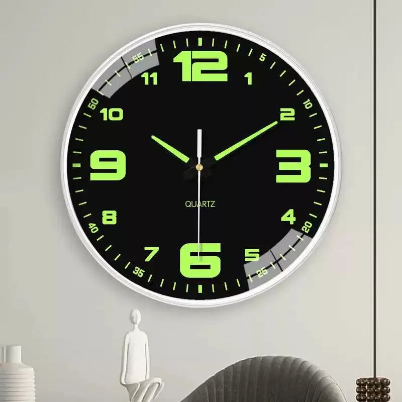 Luminous clock Bedroom silent clock wall clock Living room Modern simple creative fashion punch-free round quartz clock