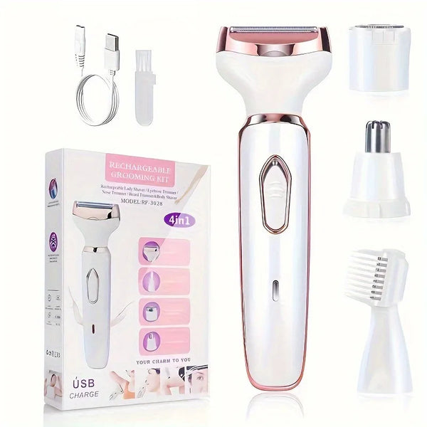 4-in-1 Electric Lady Shaver: Painless Cordless Body Hair Removal Epilator & Trimmer - Perfect Gift for Women