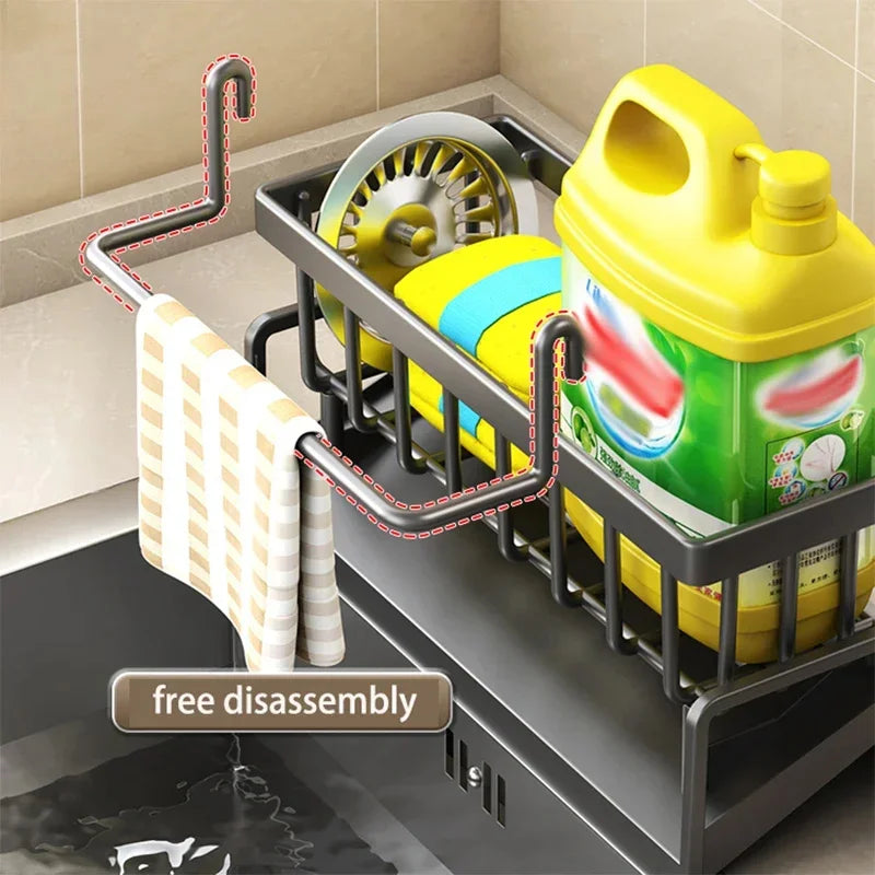 Sink Drain Rack Plastic Sponge Holder Faucet Storage Soap Drainer Towel Rack Shelf Organizer Kitchen Accessories