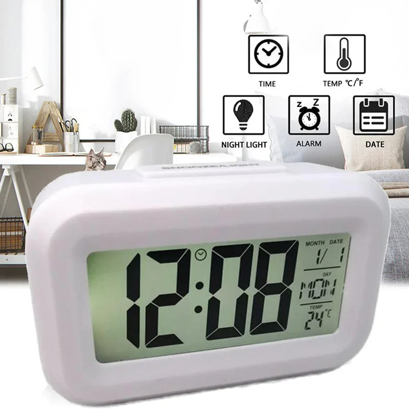 LED Digital Alarm Clock Mini Alarm Clock Suitable for Home Office Bedside Table Kids Bedroom Electronic Clocks Decor Garden