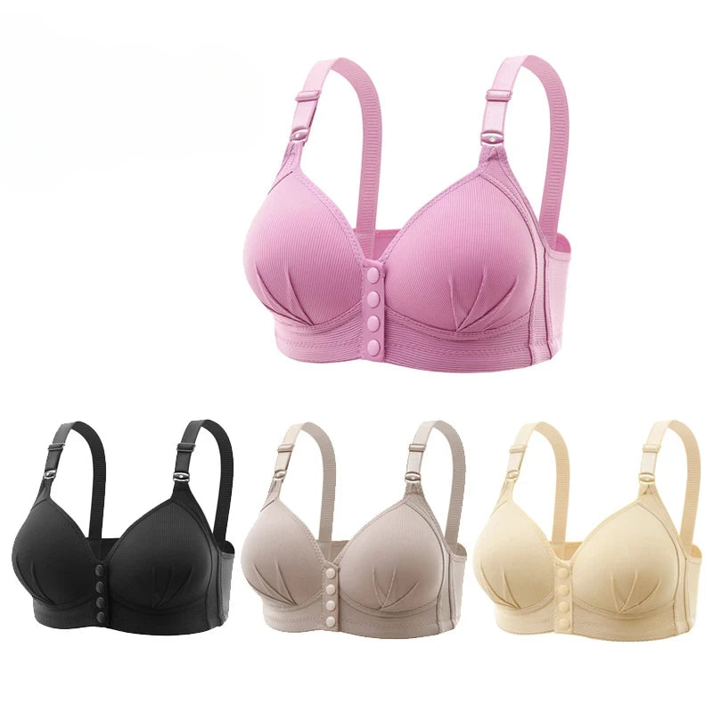 1pc Front Button Push Up Bra Seamless No Steel Ring Breathable Sexy Ladies Thin Bralette Soft Women Vest Style Underwear