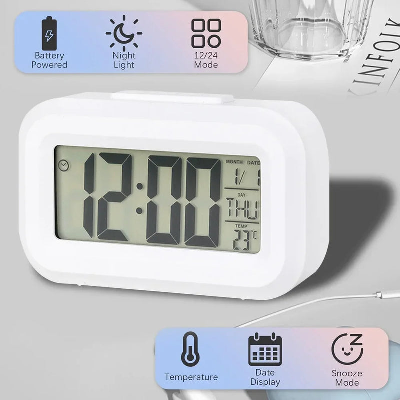 LED Digital Alarm Clock Mini Alarm Clock Suitable for Home Office Bedside Table Kids Bedroom Electronic Clocks Decor Garden