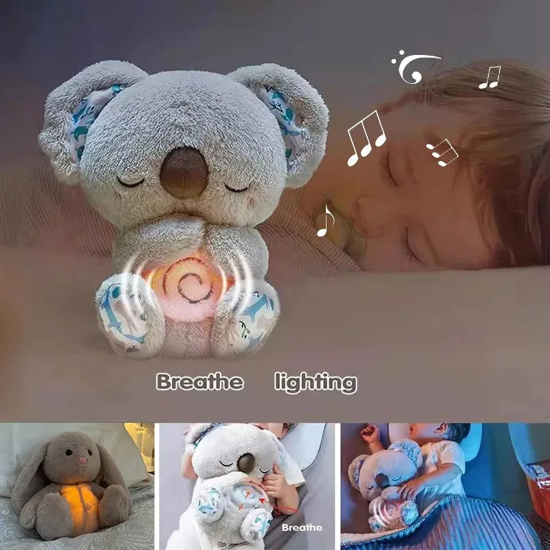 Kid Calming Koala Otters Plush Toy with Music Light Anxiety Breath Relief Rabbit Baby Sleep Sensory Comfortable Doll Toy Gift