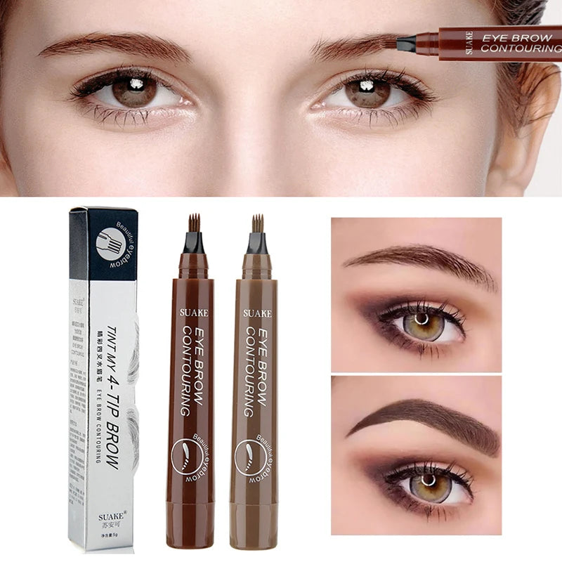 4-Fork Eyebrow Pencil Make-up for Women Non-Fading Black Dark Brown Liquid High quality professional eyebrow makeup 2024