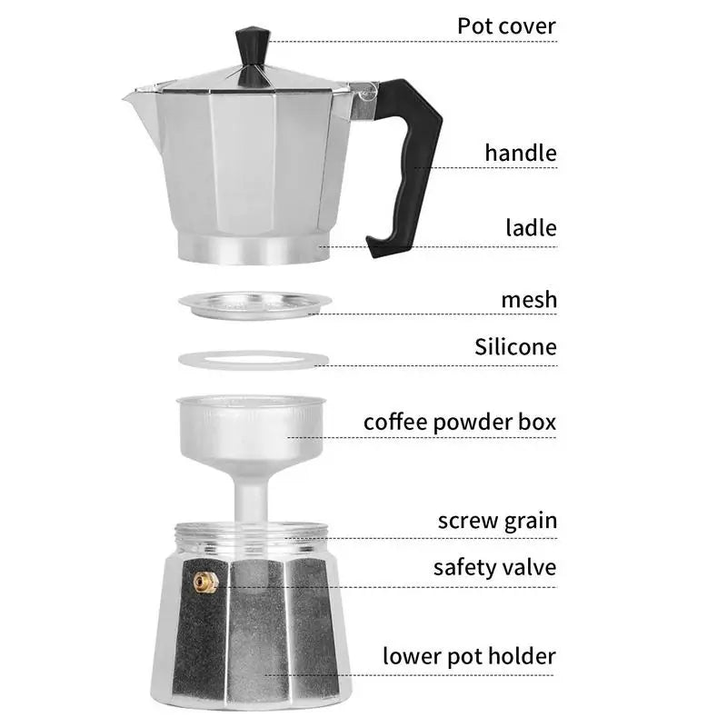 Aluminum Moka Pot - Authentic Italian Espresso Coffee Maker