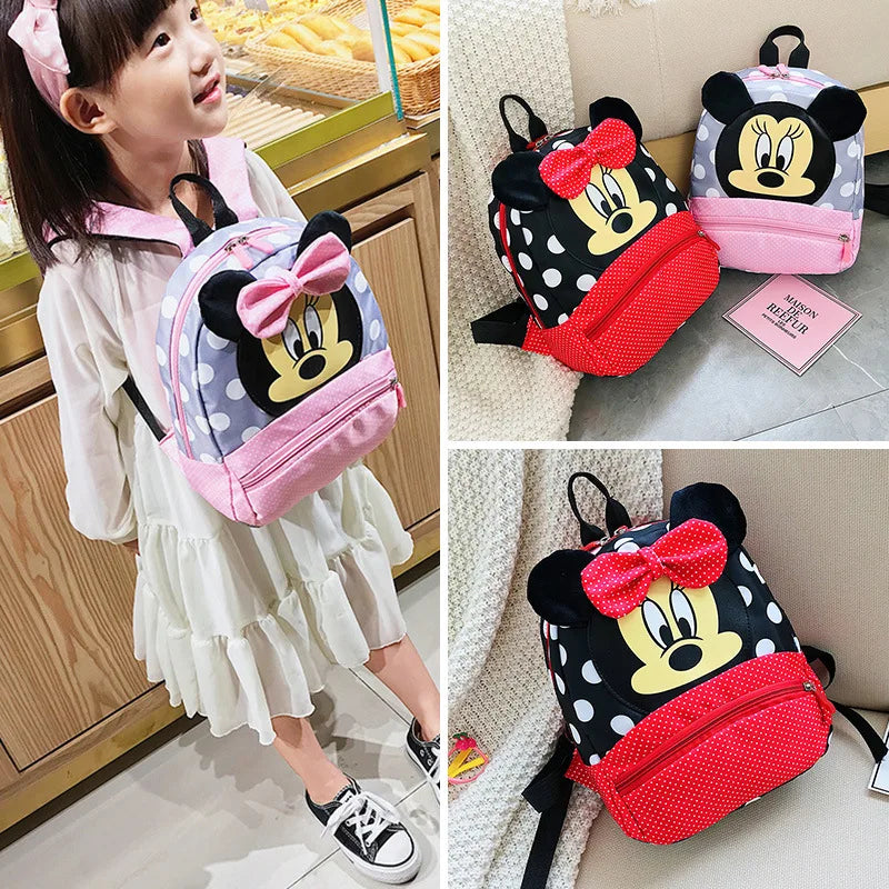 Disney Cartoon Backpack for Kids - Minnie & Mickey Mouse Schoolbag