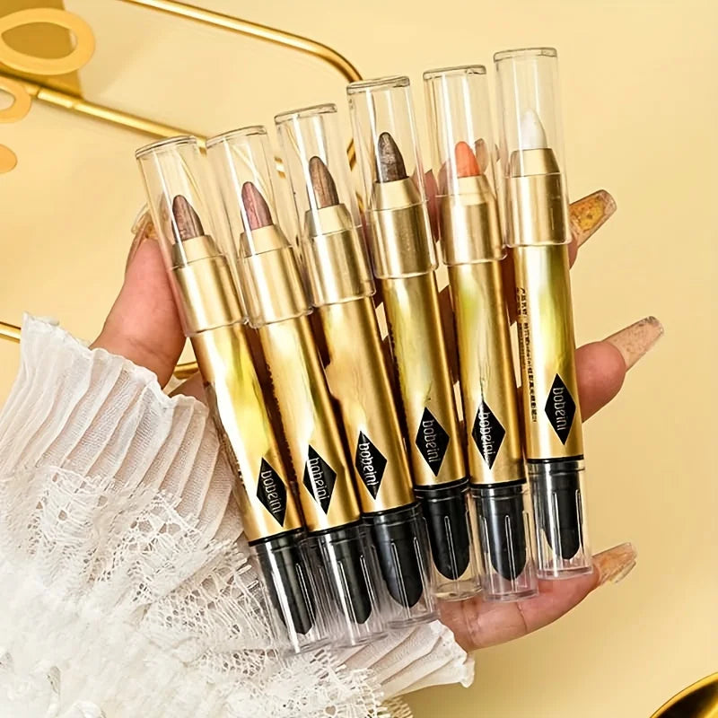 2 in 1 Pearly Eyeshadow Stick Pencil Waterproof Glitter Matte Eyeshadow Makeup High Pigmented Eyelid Under Crease Eyeshadow Pen