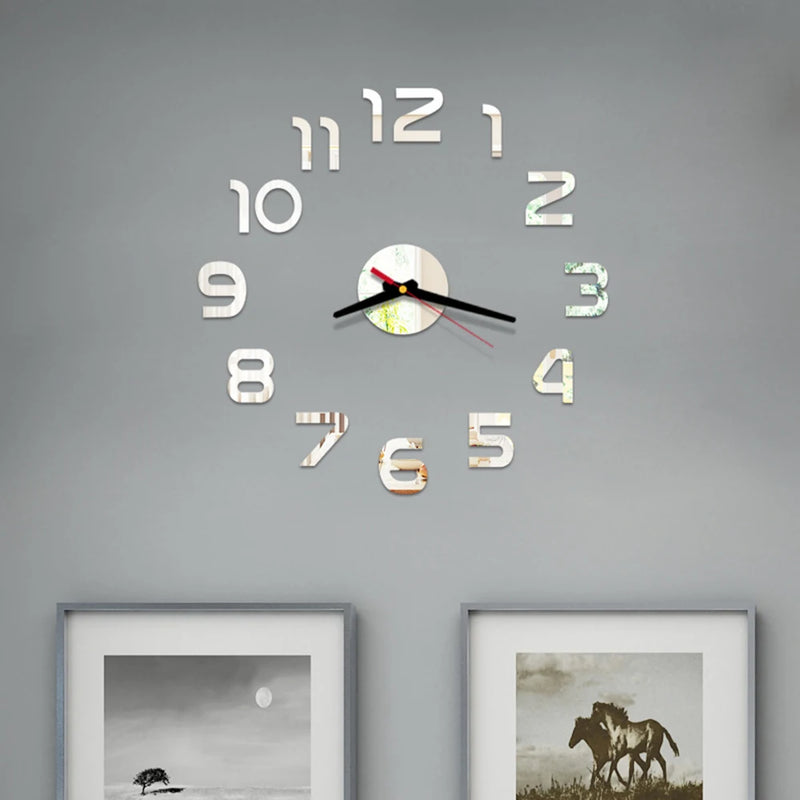 Wall Clock Modern Design Luminous Frameless Wall Clocks DIY Digital Clock Wall Stickers Silent Quartz Watch Home Decor Decal HOT