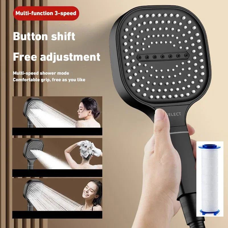 Xiaomi 13cm Large Panel 3 Modes High Pressure Shower Head Massage Shower Head With Filter Element Bathroom Accessories 2024 New