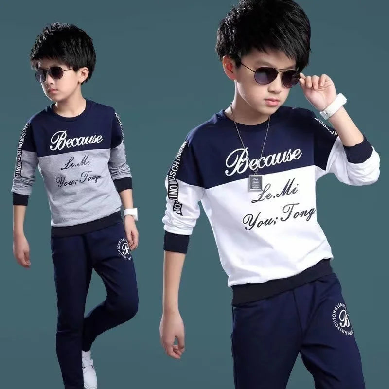 2024 New Boys Clothes Sport Suit Casual Sets Autumn Letter Children Winter Kids Tracksuit Spring + pants 5 6 7 8 9 10 11 12 year