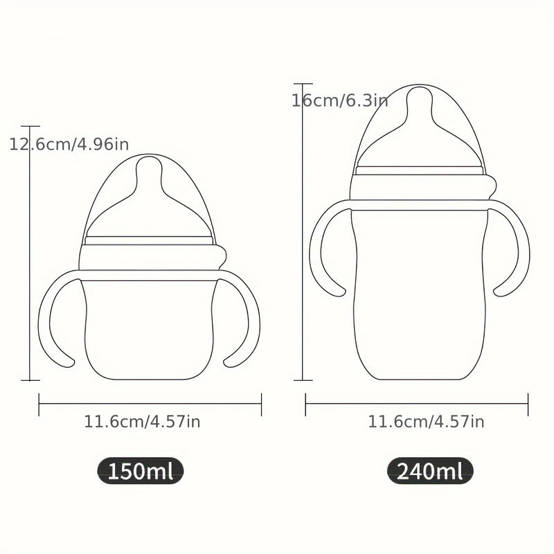 0-3 years old baby silicone bottle, 150ml-250ml wide diameter non-slip anti-fall imitation breastmilk baby bottle, BPA free