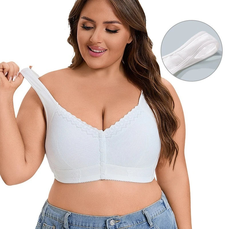 New front buckle plus size sexy push up ladies lingerie soft cotton lace without steel ring breathable comfortable women's bra