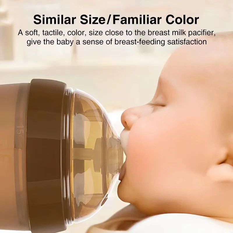 0-3 years old baby silicone bottle, 150ml-250ml wide diameter non-slip anti-fall imitation breastmilk baby bottle, BPA free