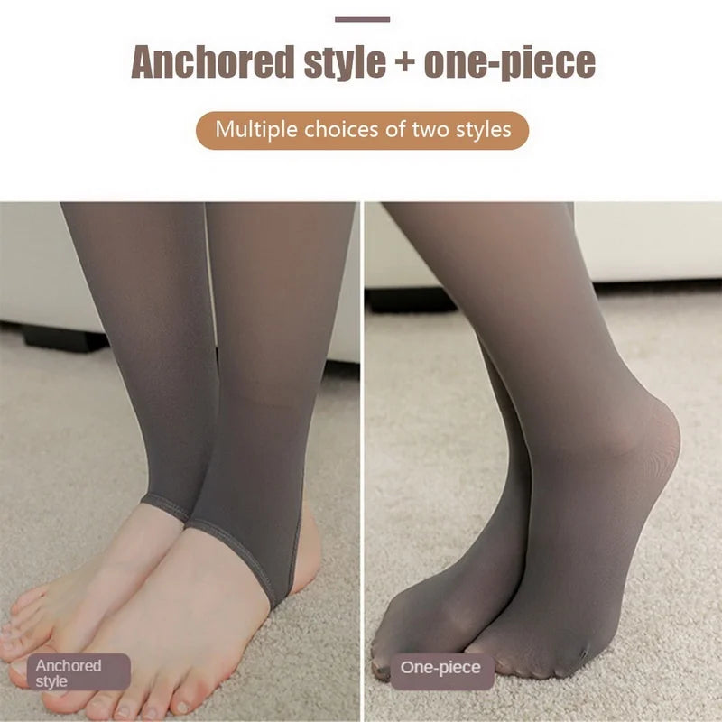 Thermal Stockings Woman Fleece Tights Sexy Winter Warm Pantyhose Translucent Slim Thicken Tights Elastic Velvet Leggings Female