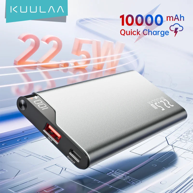 KUULAA 22.5W Power Bank 10000mAh Portable Charger PowerBank Fast Charging External Battery For iPhone 15 14 13 batterie externe